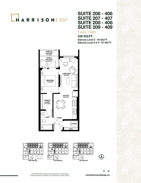 Floor plan for 1 bed, 1 bath, 795 sqft